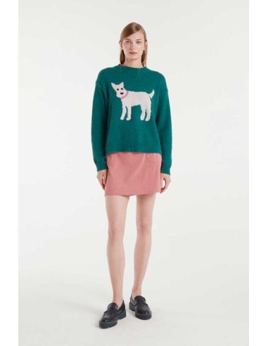 JERSEY DE PUNTO JACQUARD CON ESTAMPADO PERRO SCHNAUZER.