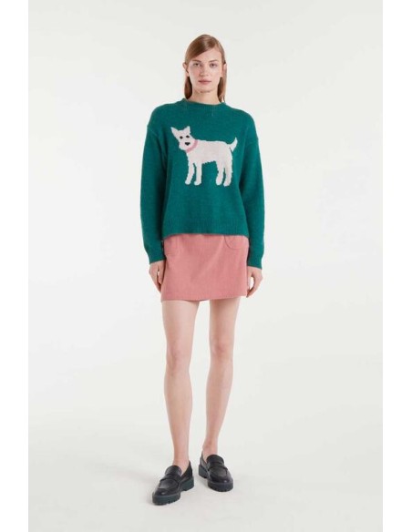 JERSEY DE PUNTO JACQUARD CON ESTAMPADO PERRO SCHNAUZER.