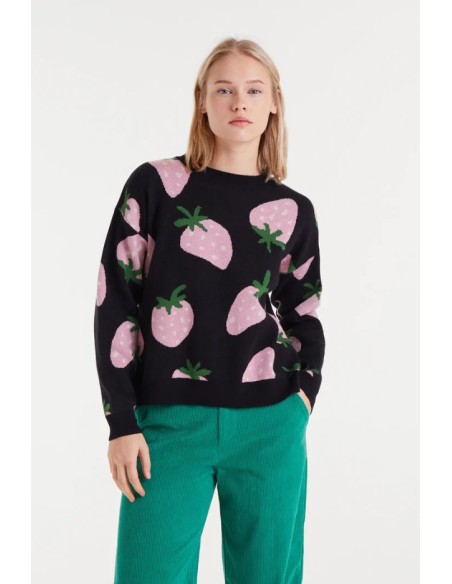 JERSEY DE PUNTO JACQUARD CON ESTAMPADO MORANGO.