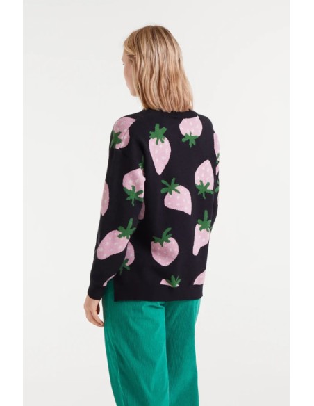 JERSEY DE PUNTO JACQUARD CON ESTAMPADO MORANGO.