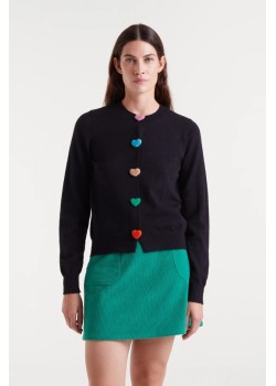 CHAQUETA DE PUNTO CON DETALLES DE CORAZONES EN BOTONES.