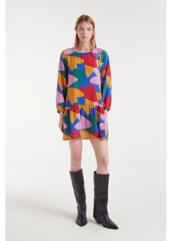 VESTIDO CORTO CREPÉ LIGERO CON ESTAMPADO CÚPIDO.