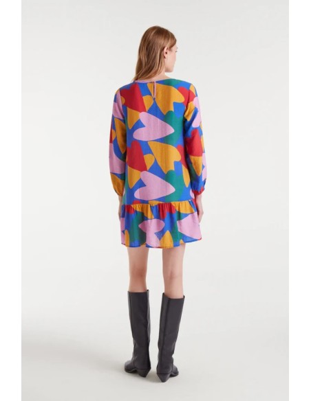 VESTIDO CORTO CREPÉ LIGERO CON ESTAMPADO CÚPIDO.