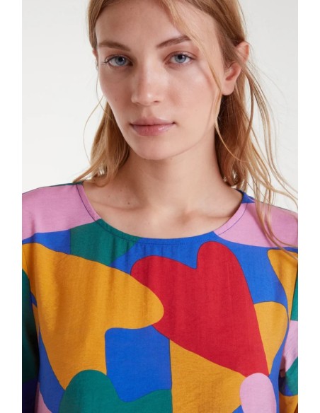 VESTIDO CORTO CREPÉ LIGERO CON ESTAMPADO CÚPIDO.