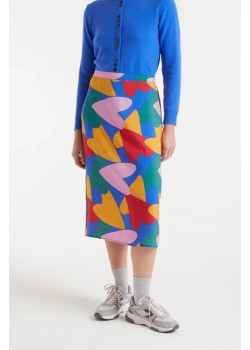 FALDA MIDI CREPÉ LIGERO CON ESTAMPADO CÚPIDO.