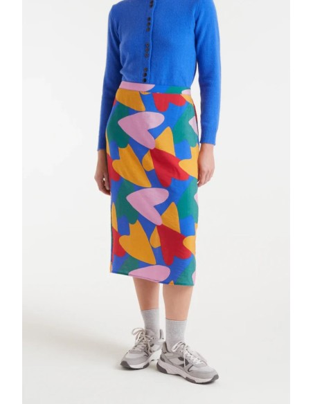 FALDA MIDI CREPÉ LIGERO CON ESTAMPADO CÚPIDO.