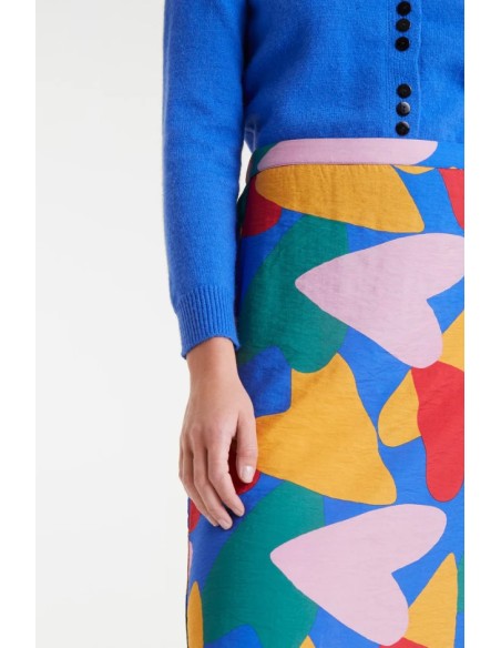 FALDA MIDI CREPÉ LIGERO CON ESTAMPADO CÚPIDO.