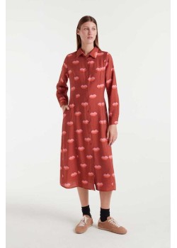 VESTIDO MIDI CAMISERO CON ESTAMPADO LIPS.
