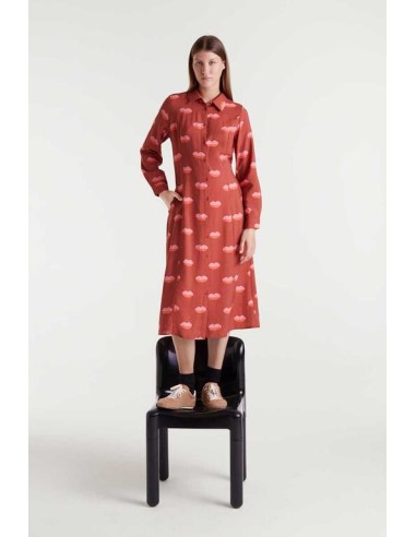 VESTIDO MIDI CAMISERO CON ESTAMPADO LIPS.