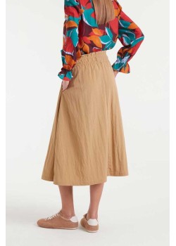 FALDA MIDI CON TEJIDO TECHNICAL,ELÁSTICO EN LA CINTURA,FRUNCIDO. 2