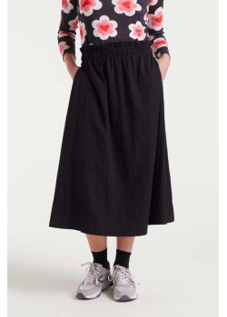 FALDA MIDI CON TEJIDO TECHNICAL, ELÁSTICO EN LA CINTURA FRUNCIDO.