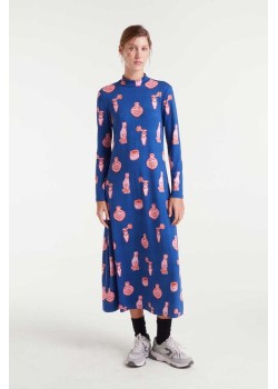 VESTIDO LARGO CON ESTAMPADO PORCELAIN CON CUELLO MOCK.