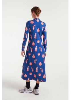 VESTIDO LARGO CON ESTAMPADO PORCELAIN CON CUELLO MOCK. 2