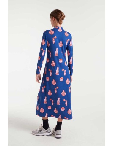 VESTIDO LARGO CON ESTAMPADO PORCELAIN CON CUELLO MOCK.