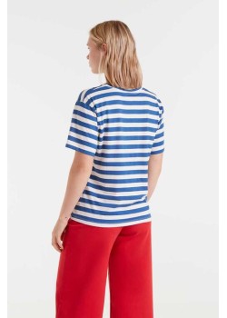 CAMISETA 100% ALGODÓN CON ESTAMPADO DE RAYAS BLANCAS Y AZULES. 2