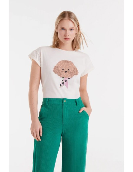 CAMISETA 100% ALGODÓN CON ESTAMPADO CANICHE.