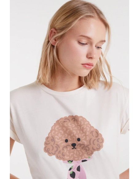 CAMISETA 100% ALGODÓN CON ESTAMPADO CANICHE.