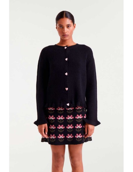 CHAQUETA DE PUNTO,BOTONES CON DETALLE DE CORAZONES.