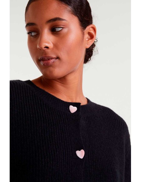 CHAQUETA DE PUNTO,BOTONES CON DETALLE DE CORAZONES.