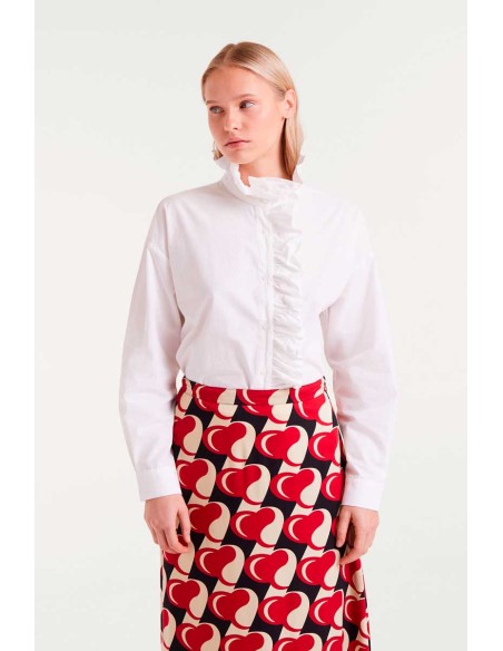 CAMISA 100%ALGODÓN CON VOLANTES.