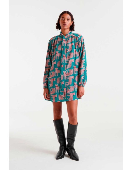 VESTIDO CORTO CON ESTAMPADO ONCA.