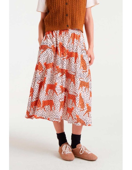 FALDA MIDI CON ESTAMPADO TANO.