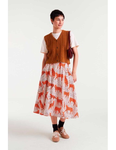 FALDA MIDI CON ESTAMPADO TANO.