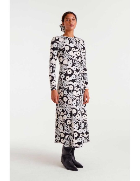 VESTIDO LARGO CON ESTAMPADO TOFU.