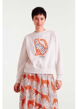 SUDADERA BLANCA CON ESTAMPADO CAT LOVER SINCE FOREVER.