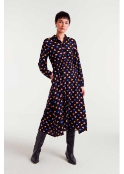 VESTIDO MIDI CON ESTAMPADO POTPURRÍ.