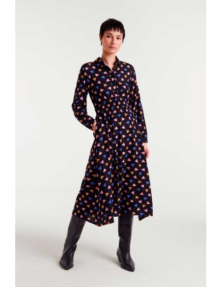 VESTIDO MIDI CON ESTAMPADO POTPURRÍ.