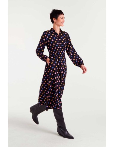 VESTIDO MIDI CON ESTAMPADO POTPURRÍ.