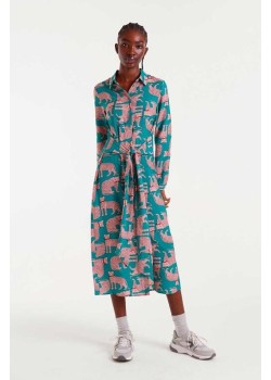 VESTIDO MIDI CON ESTAMPADO ONCA.