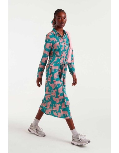 VESTIDO MIDI CON ESTAMPADO ONCA.