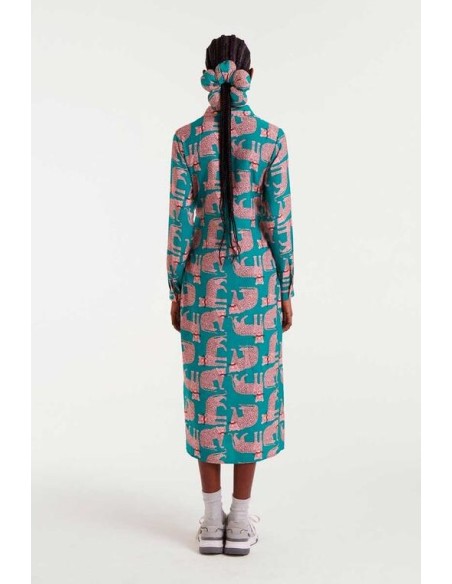 VESTIDO MIDI CON ESTAMPADO ONCA.
