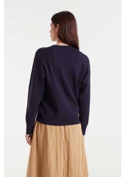 JERSEY DE PUNTO JACQUARD CO ESTAMPADO BIG NAVY BLUE FLOWER. 2