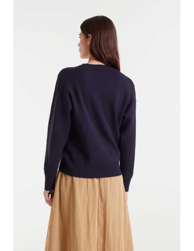 JERSEY DE PUNTO JACQUARD CO ESTAMPADO BIG NAVY BLUE FLOWER.