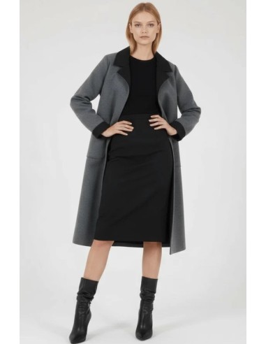 CHAQUETA LARGA DUPLO SIN BOTONES.