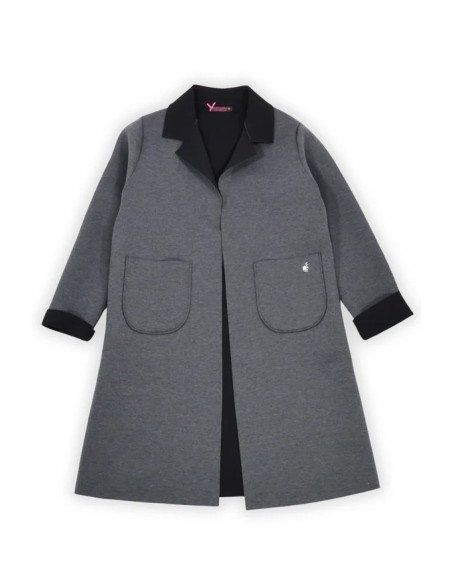 CHAQUETA LARGA DUPLO SIN BOTONES.