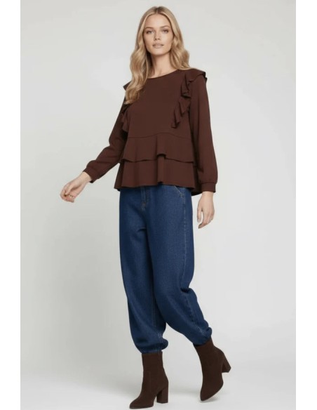 JERSEY SUDADERA RAGLAN CON VOLANTES.