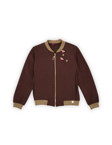 CHAQUETA CON CRAMALLERA,CON DETALLES BROCHES MOSCA.