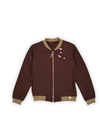 CHAQUETA CON CRAMALLERA,CON DETALLES BROCHES MOSCA.