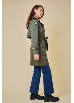 SCOTT - Trench Gabardina clásica de longitud media con cinturón de color kaki. 2