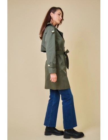 SCOTT - Trench Gabardina clásica de longitud media con cinturón de color kaki.