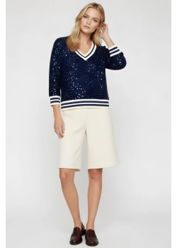 JERSEY  LENTEJUELAS CON ELÁSTICOS,CUELLO DE PICO. 2