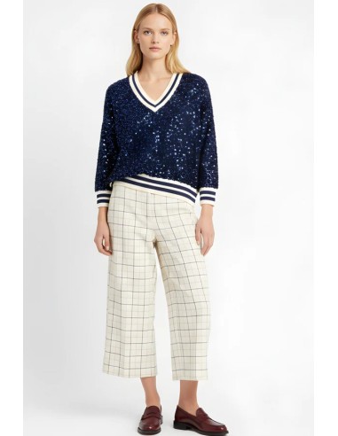 JERSEY  LENTEJUELAS CON ELÁSTICOS,CUELLO DE PICO.