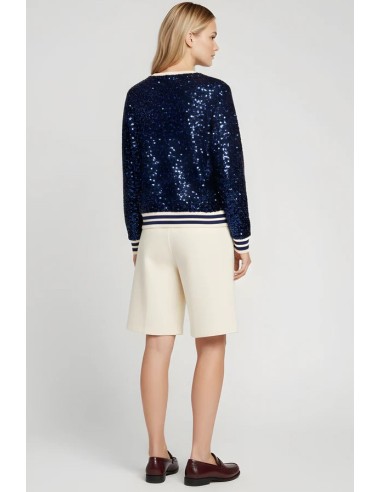 JERSEY  LENTEJUELAS CON ELÁSTICOS,CUELLO DE PICO.