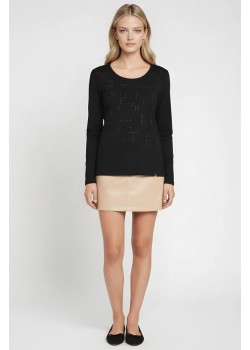 CAMISETA CON STRASS MULTICOLOR MANGA LARGA