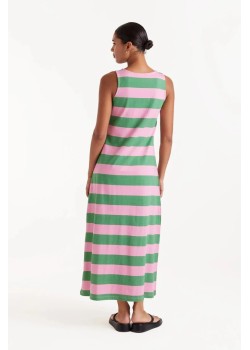 VESTIDO LARGO RAYAS VERDES. 2