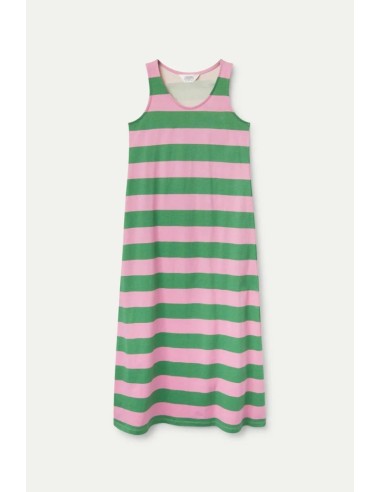 VESTIDO LARGO RAYAS VERDES.